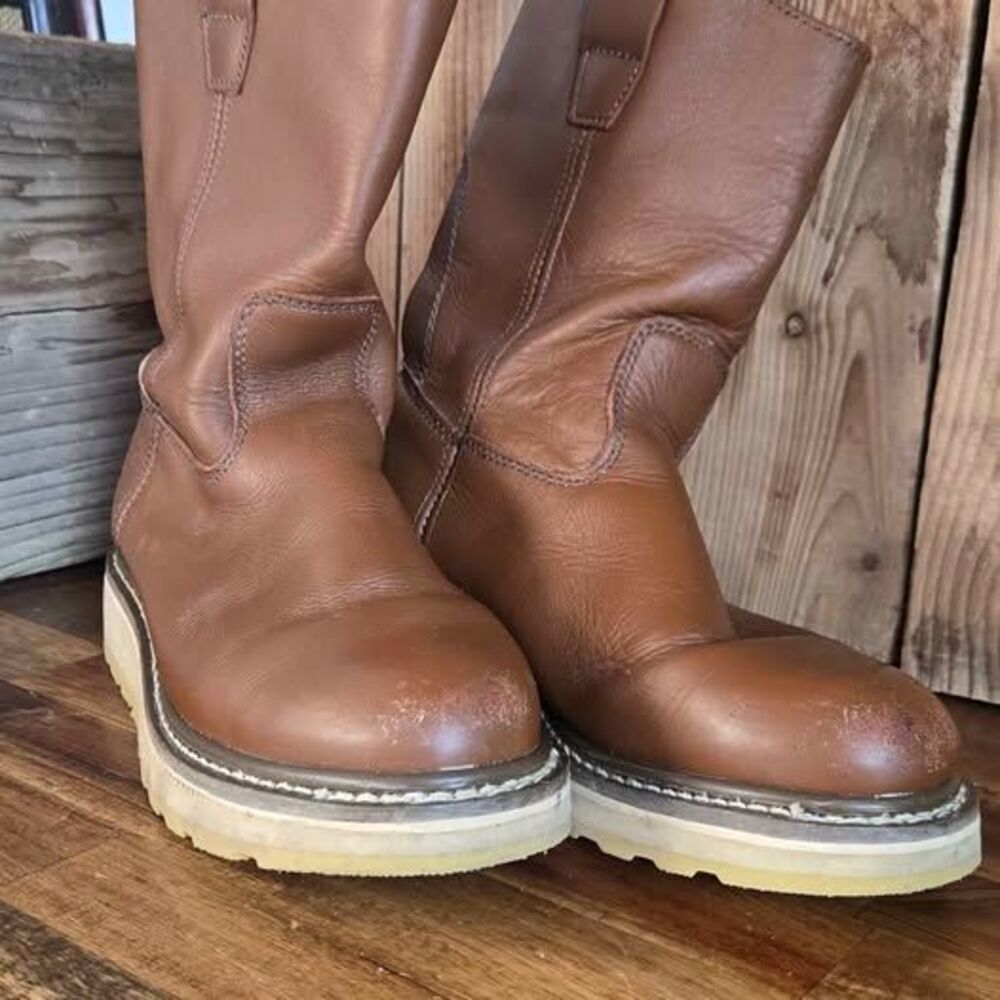 DieHard SureTrack Women's Brown Leather Pull-On Work Boots Size 7 Slip Resistant